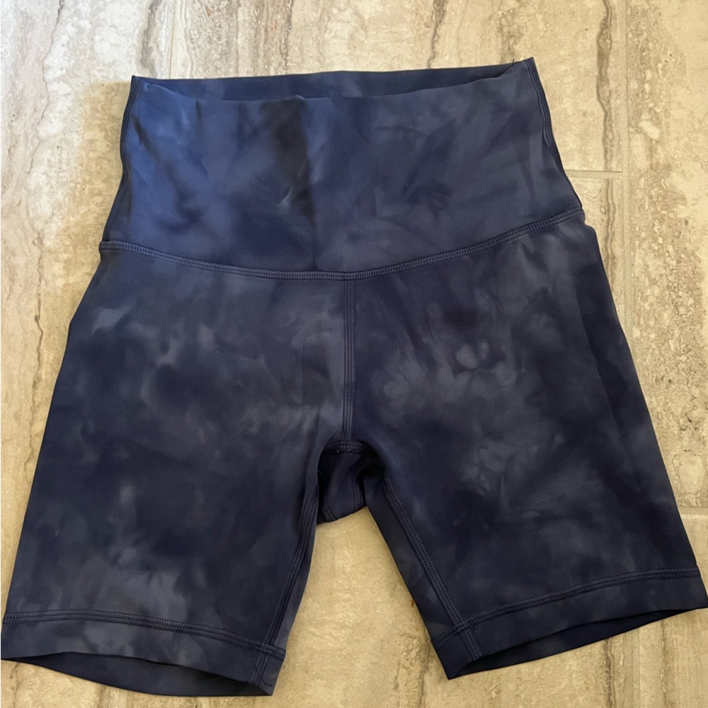 lululemon athletica wunder train high rise biker shorts 6” navy diamond dye